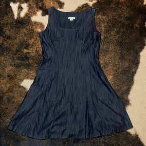 Liz Claiborne Blue Sleeveless A-Line Midi Dress